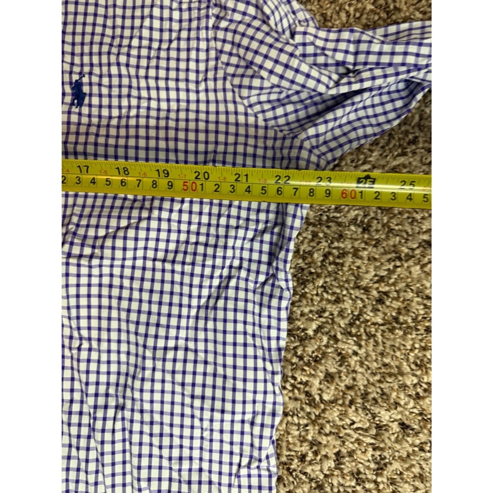 Polo Ralph Lauren Performance Gingham Button Down Shirt Mens Large Purple White - Picture 5 of 6